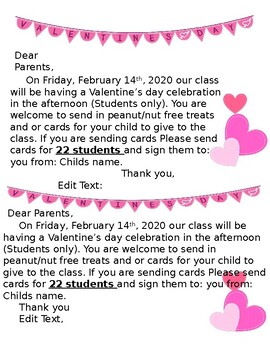 Preview of Valentines day Party note