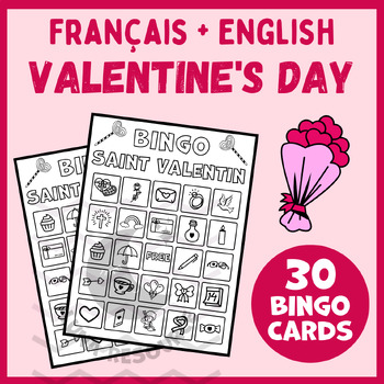 Preview of Valentines day bingo game craft FRENCH Saint Valentin centers activities primary