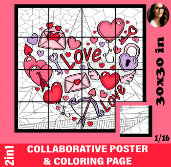 Preview of Valentine day collabortive poster | Bulletin board idea | No prep activity