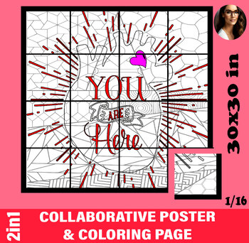 Preview of Valentine day collabortive poster Bulletin board idea No prep activity Puzzle