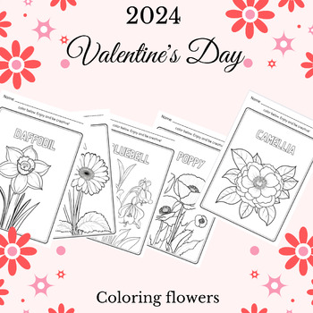 Preview of Valentines day coloring book large print