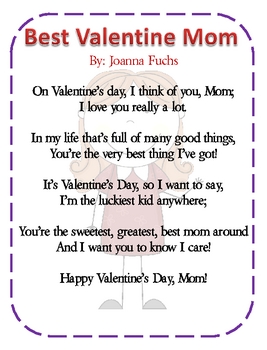 Valentine S Day For Mom Poetry Packet By D Ann Johnson Tpt