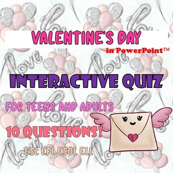 Preview of Valentines day interactive game quiz | ESL English Culture History activities