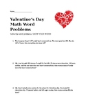 Valentines day math two step word problems
