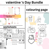 Valentines day math worksheet,coloringsheets and pageborde
