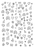 Valentines doodle coloring sheet