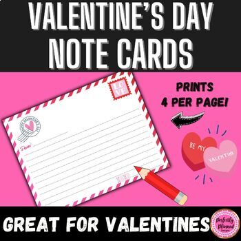 Preview of Valentines for Students | Writing Activity | Fun Valentine's Day Note Cards