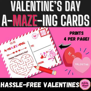 Preview of Valentines for Students | You are a-MAZE-ing | Fun Valentine's Day Cards