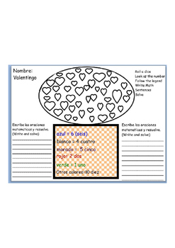 Preview of Valentingo: Math and Spanish (ESL) activity using hearts