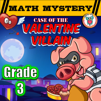 Preview of 3rd Grade Valentine's Day Math Mystery Activity - Printable & Digital Worksheets