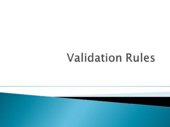 Preview of Validation Rules In Microsoft Access  PPT (editable resource)