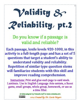 fcat validity and reliability questions