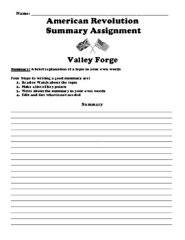 valley forge assignment