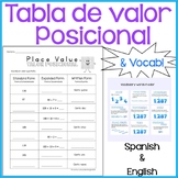 Valor Posicional, Place Value Chart in Spanish with Math V