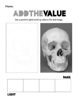 Preview of Value Practice Worksheet: Skull