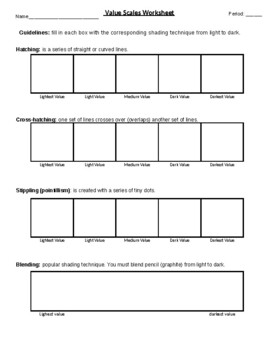 Preview of Value Scale Worksheet