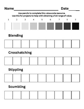 Preview of Value Scale Worksheet