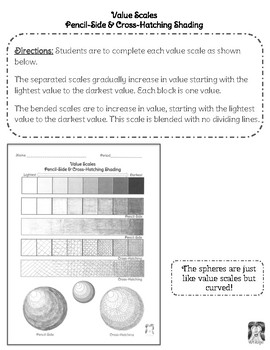  Value Scale Worksheet Pencil -Side Cross-Hatch Shading by 