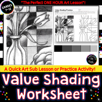 Preview of Value Shading Activity! Middle School & High School Art- One Hour Sub Lesson!