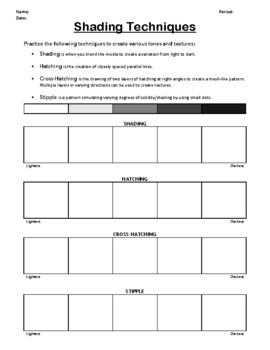 Preview of Value/Shading Techniques Worksheet