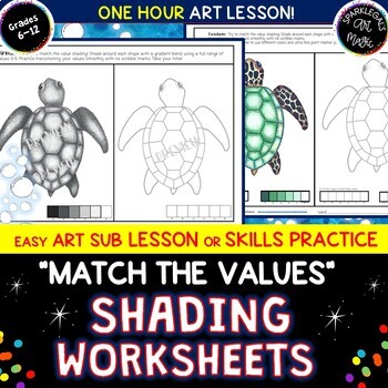 Preview of Value Scale ART Worksheets Art Elements Activity- Drawing Pencils-1 Day SUB PLAN