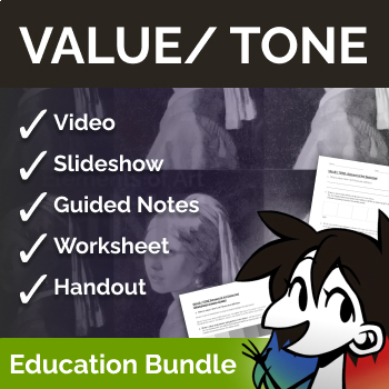 Preview of Value/Tone -Elements of Art Bundle | Worksheet, Answers, Slideshow, Video & More