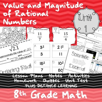 Preview of Value and Magnitude of Real Numbers - Unit 1 - 8th Grade + Distance Learning
