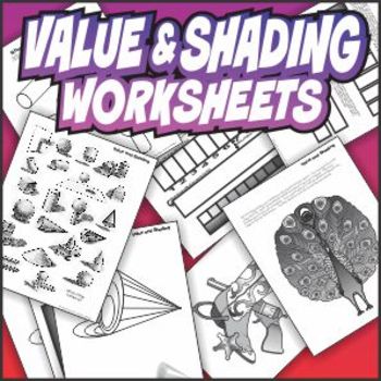 Preview of Value and Shading Art Worksheet Set