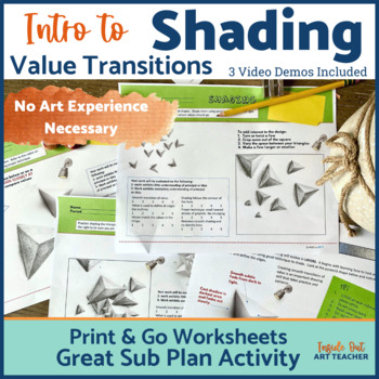 Preview of Value and Shading Worksheets - Middle School Art - High School Art - Sub Plan