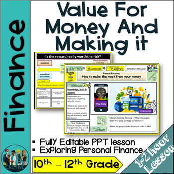 Preview of Value for Money Finance + Careers Lesson (Personal Finance)