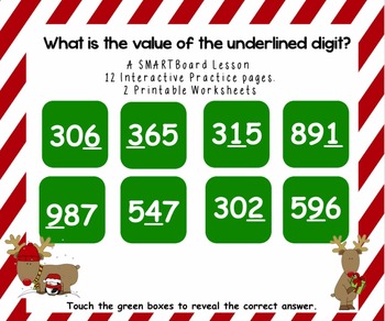 Preview of Value of the Underlined Digit - SMARTBoard Practice with Worsheets