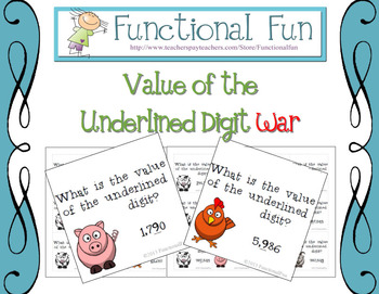 Value of the Underlined Digit War by FunctionalFun | TpT