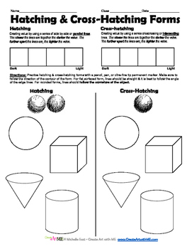 Value with Line Hatching and Cross Hatching Lesson Plan and Worksheet