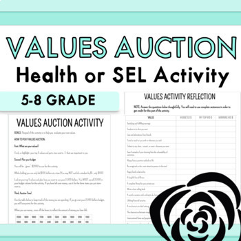 Preview of Values Auction Activity - Health SEL 