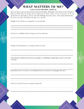 Values Exploration Activity & Discussion Guide | TPT