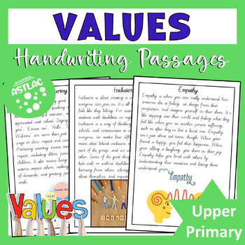 Preview of Values - Handwriting Passages (Vic Modern Cursive)