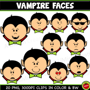 Preview of Vampire Faces And Emotions Clipart