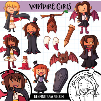 Vampire Girls Clip Art Collection by KeepinItKawaii | TPT