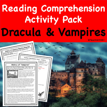 Preview of Vampires and Dracula  Reading Comprehension Activity Pack for Middle and High
