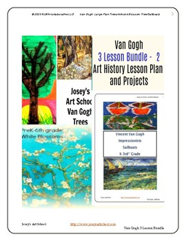 Preview of Van Gogh Art 3 Lesson Bundle Trees Almond Blossoms Sailboats K-4th Common Core