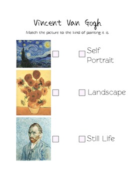 Preview of Van Gogh Assessment - Warm and Cool Colors