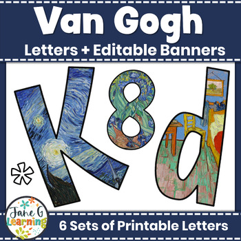 Preview of Vincent Van Gogh Bulletin Board Letters & Editable Banners | Art Classroom Decor