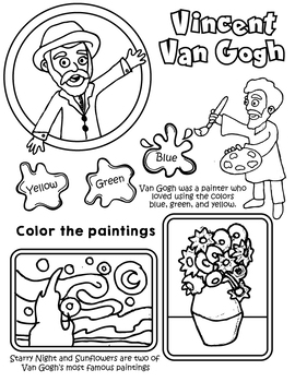 Van Gogh Coloring Page By Primary Painters Teachers Pay Teachers