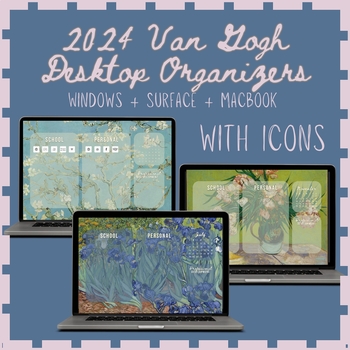 Preview of Van Gogh Computer Background Wallpaper/ Desktop Organizer with Icons