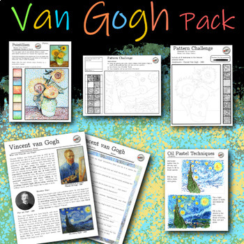 Preview of Vincent Van Gogh - Bundle - No Prep - Biography - Starry Night Pastel and more