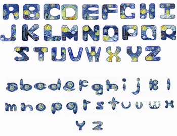 Preview of Alphabet Clip Art, Van Gogh's Starry Night, Graphic Art