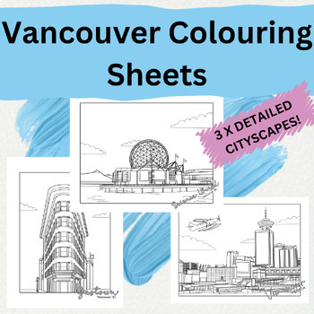 Preview of Vancouver Cityscape Colouring/Coloring Sheets