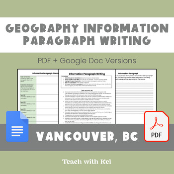 Preview of Vancouver Writing Task - Geography Information Writing Assignment