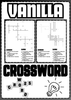 Vanilla CrossWord Puzzle No prep Activity Worksheets Morning Work by