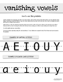 Vanishing Vowels - Letter formation printable activity sheet